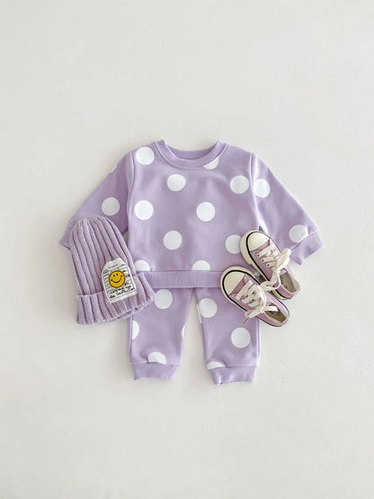 Polka Dot Sweatshirt and Sweatpants Set