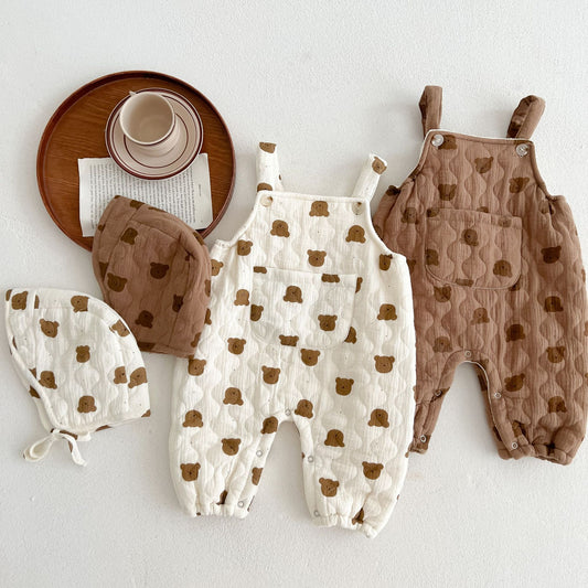Bear Fleece Jumpsuit with Hat - Peachy Bloomers