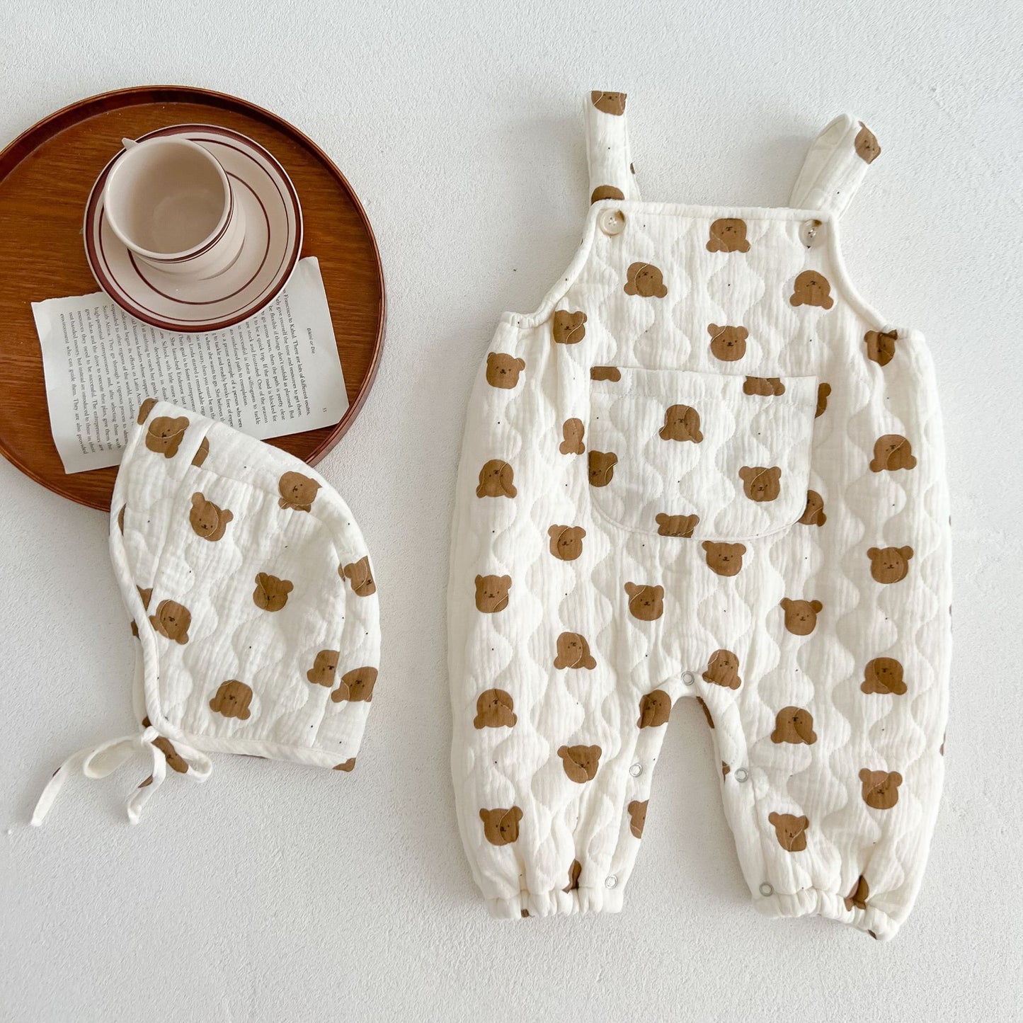 Bear Fleece Jumpsuit with Hat - Peachy Bloomers