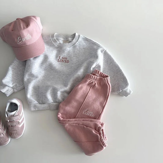 "I am Loved " Sweatshirt and Pants Set - Peachy Bloomers