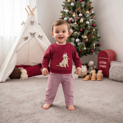 Toddler Boys Christmas Sweatshirt and Stripe Pants Set