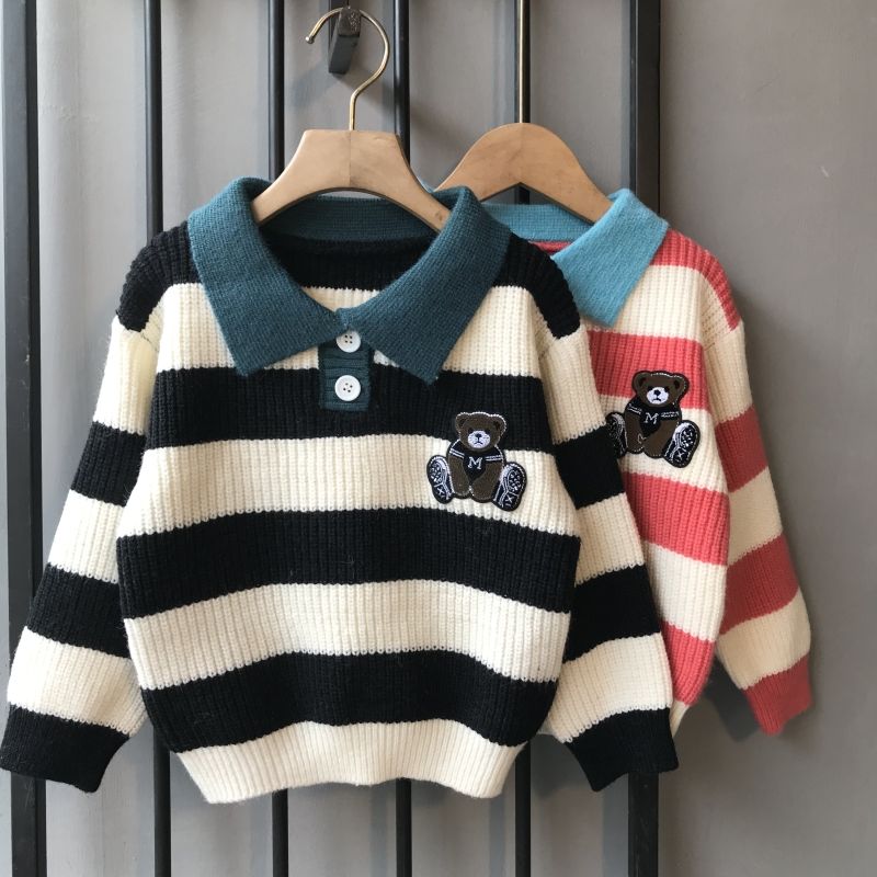 Stripe Bear Knit Sweater