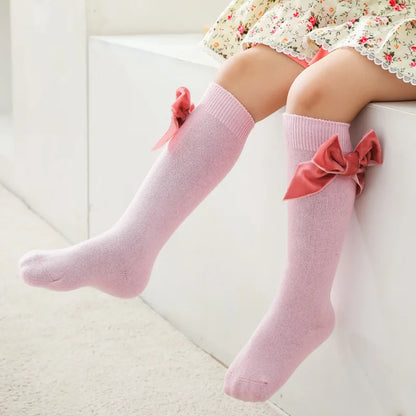 Baby Girls Knee High Bow Socks