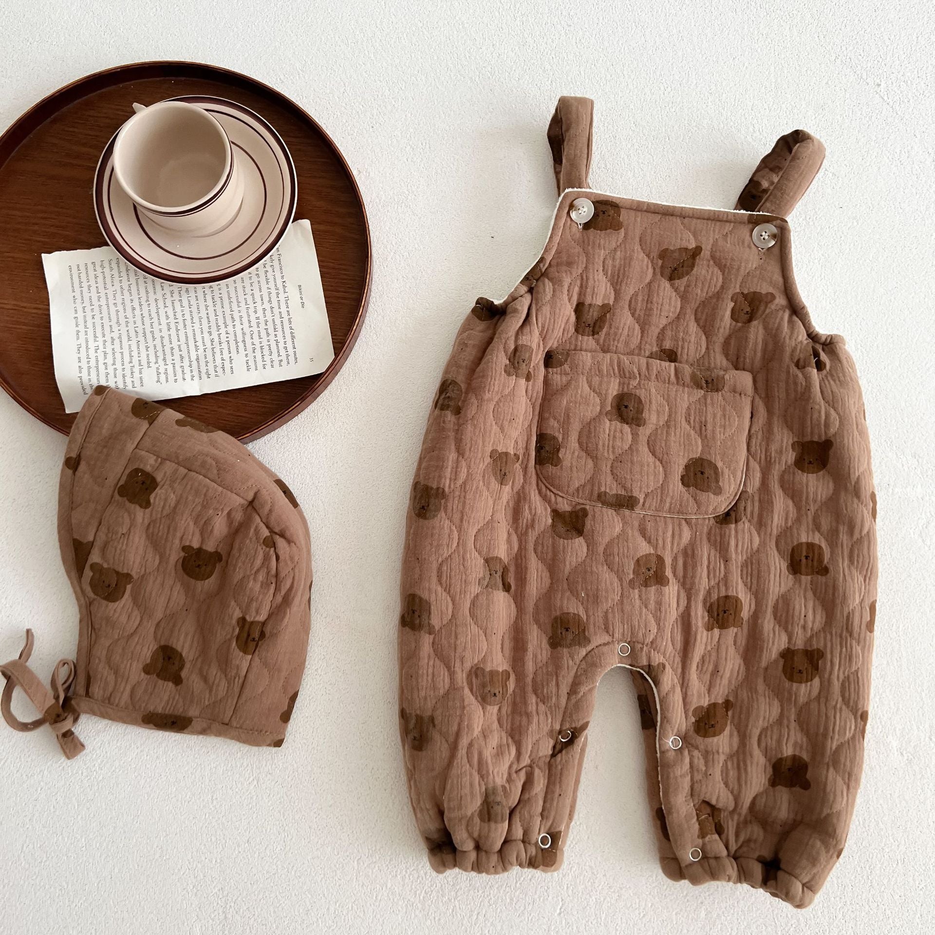 Bear Fleece Jumpsuit with Hat - Peachy Bloomers