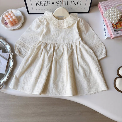 Girls Embroidered Cotton Dress - Classic Elegance