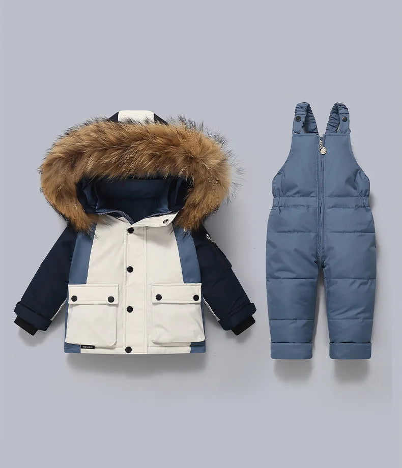Kids Premium Winter Snowsuit Set – White Duck Down, Waterproof, Windproof