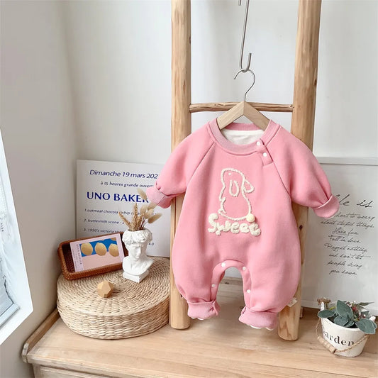 Baby Bunny romper with Fleece Lining - Peachy Bloomers