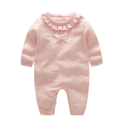 Bow Dot Knit Baby Romper - Peachy Bloomers