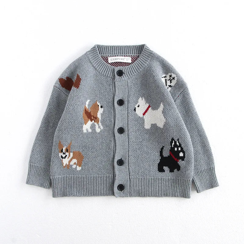 Puppy Gray Cotton Knit Cardigan