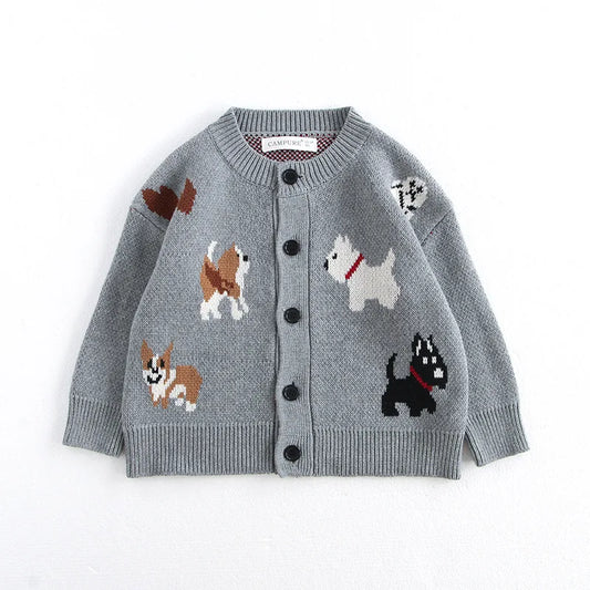 Puppy Gray Cotton Knit Cardigan