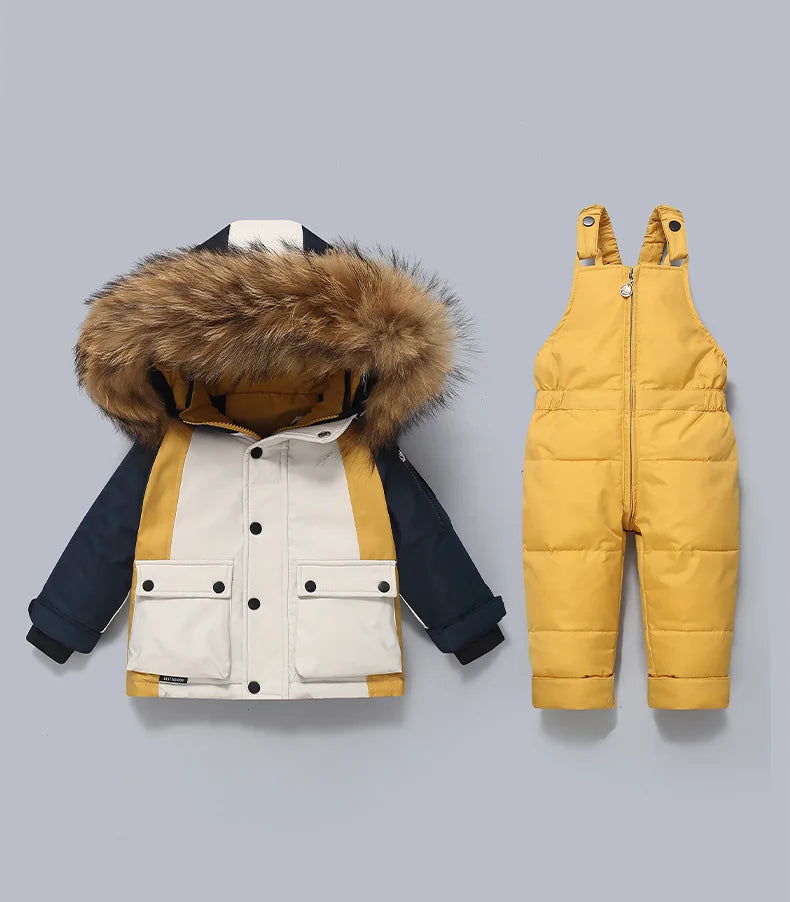 Kids Premium Winter Snowsuit Set – White Duck Down, Waterproof, Windproof