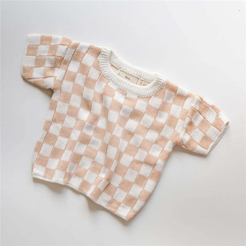 Checkered Knit Toddler Top & Shorts Set