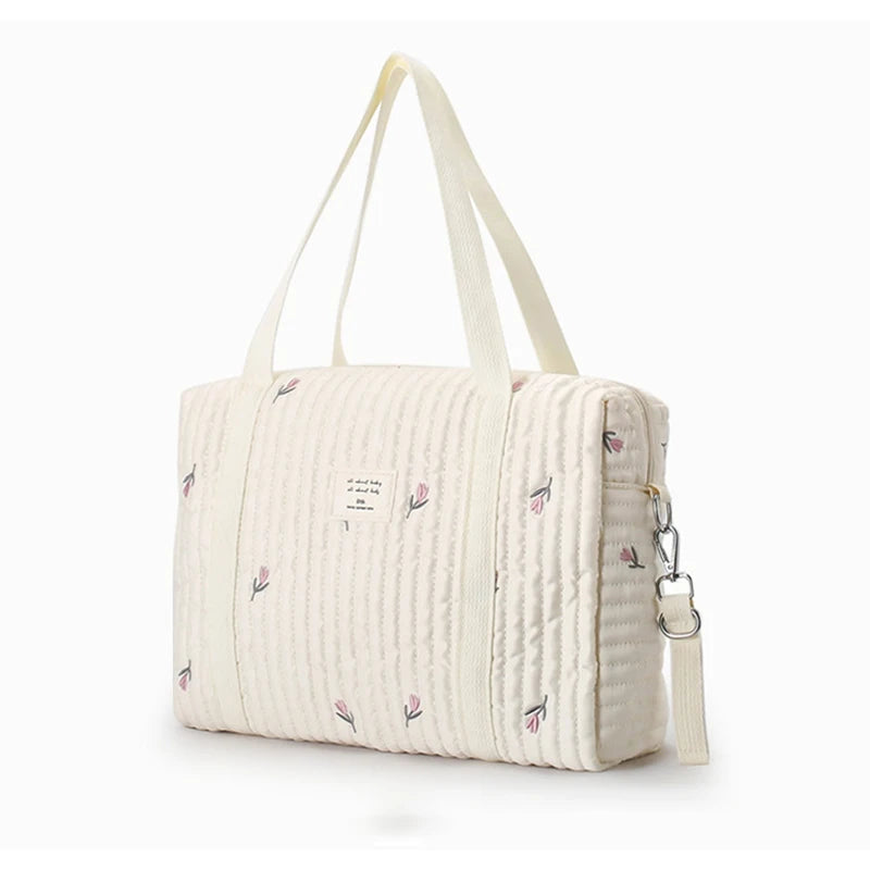 Embroidery Quilted Baby Diaper Bag Organizer - Peachy Bloomers