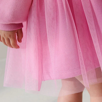 Girls Pink Bunny Dress with Tulle Skirt