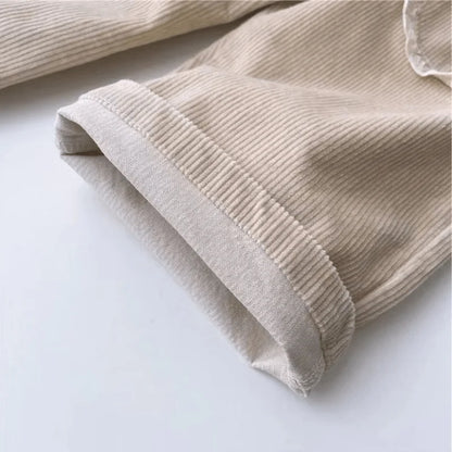 Girls Cotton Corduroy Pants with Lace Trim Pockets