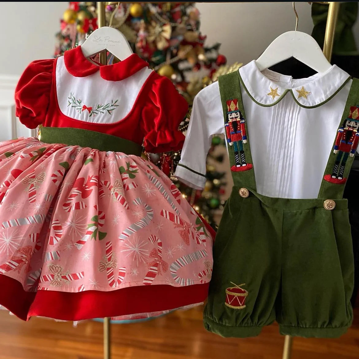 Nutcracker Christmas Two-Piece Set in Olive