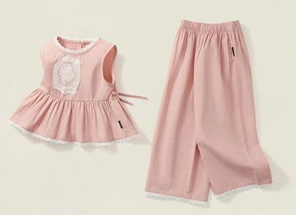 Girls Bohemian Pale PInk Cotton Set