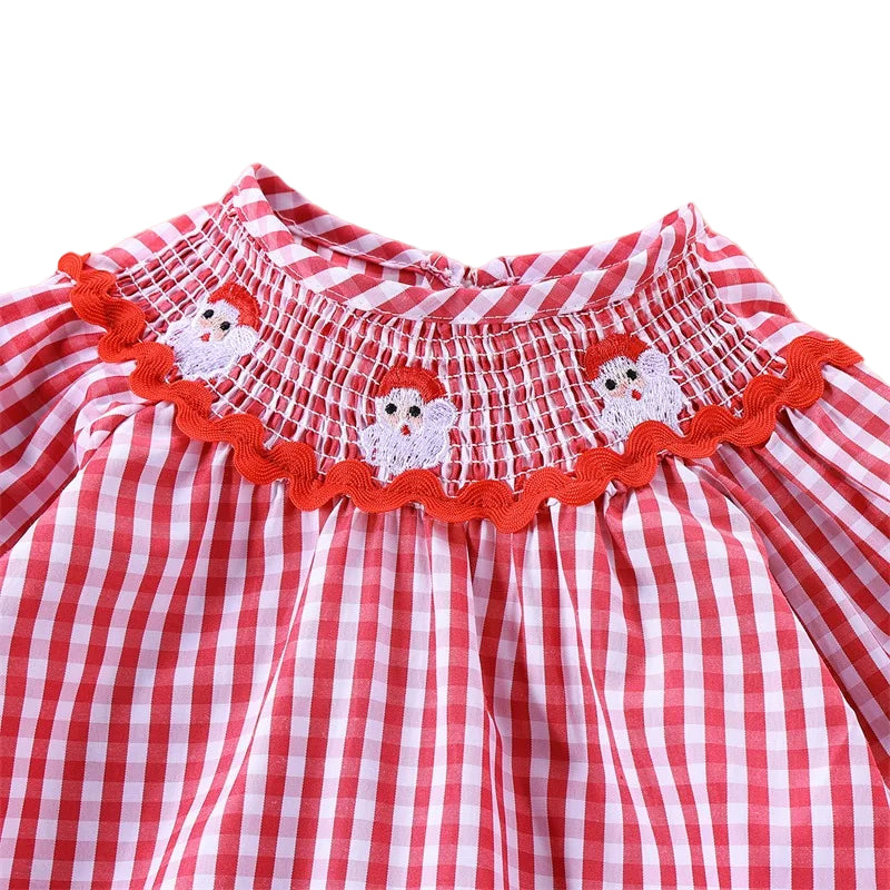 Baby Girls Christmas Embroidery Santa Jumpsuit