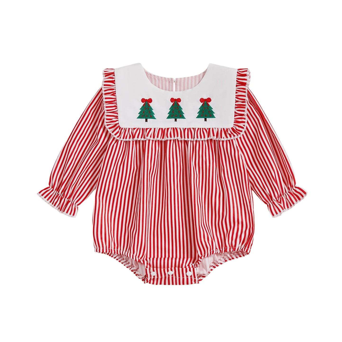 Baby Girl Christmas Striped Romper