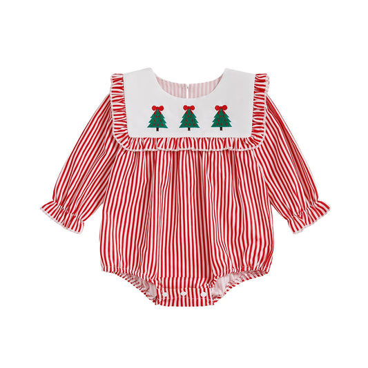Baby Girl Christmas Striped Romper