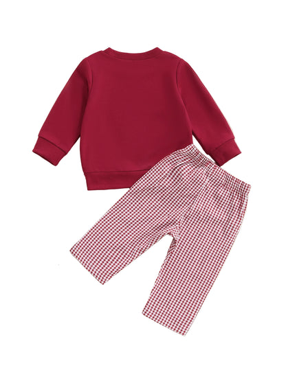 Toddler Boys Christmas Sweatshirt and Stripe Pants Set