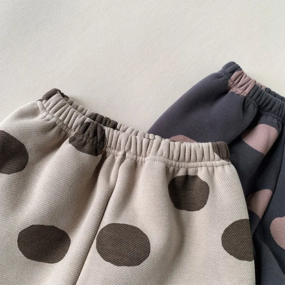 Polka Dot Girls Cotton Fleece Pants