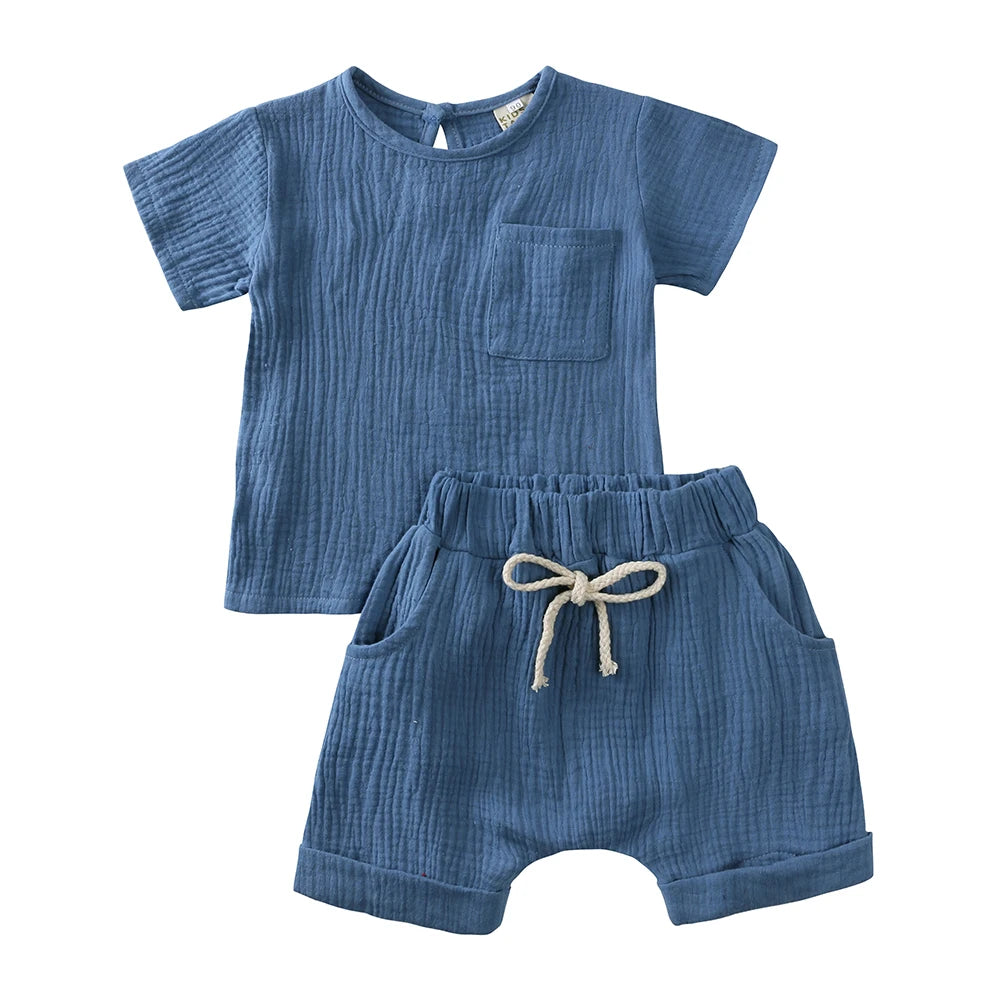 Baby Cotton Muslin Top and Shorts Set - Peachy Bloomers