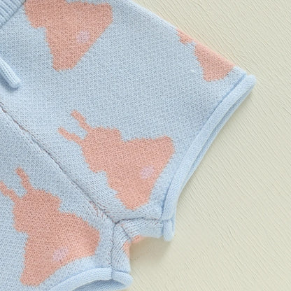 Bunny Print Knit Top & Shorts Set