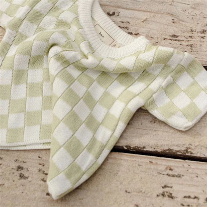 Checkered Knit Toddler Top & Shorts Set