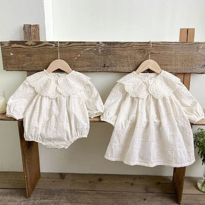 Sisters Matching Lace Jacquard Set – Vintage Elegance