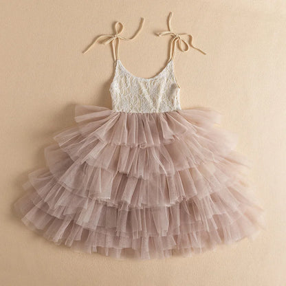 Dreamy Tiered Tulle Dress with Lace Bodice