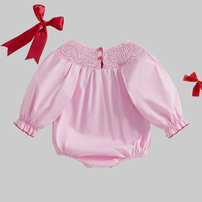 Toddler Girls Smocked Bow Holiday Romper