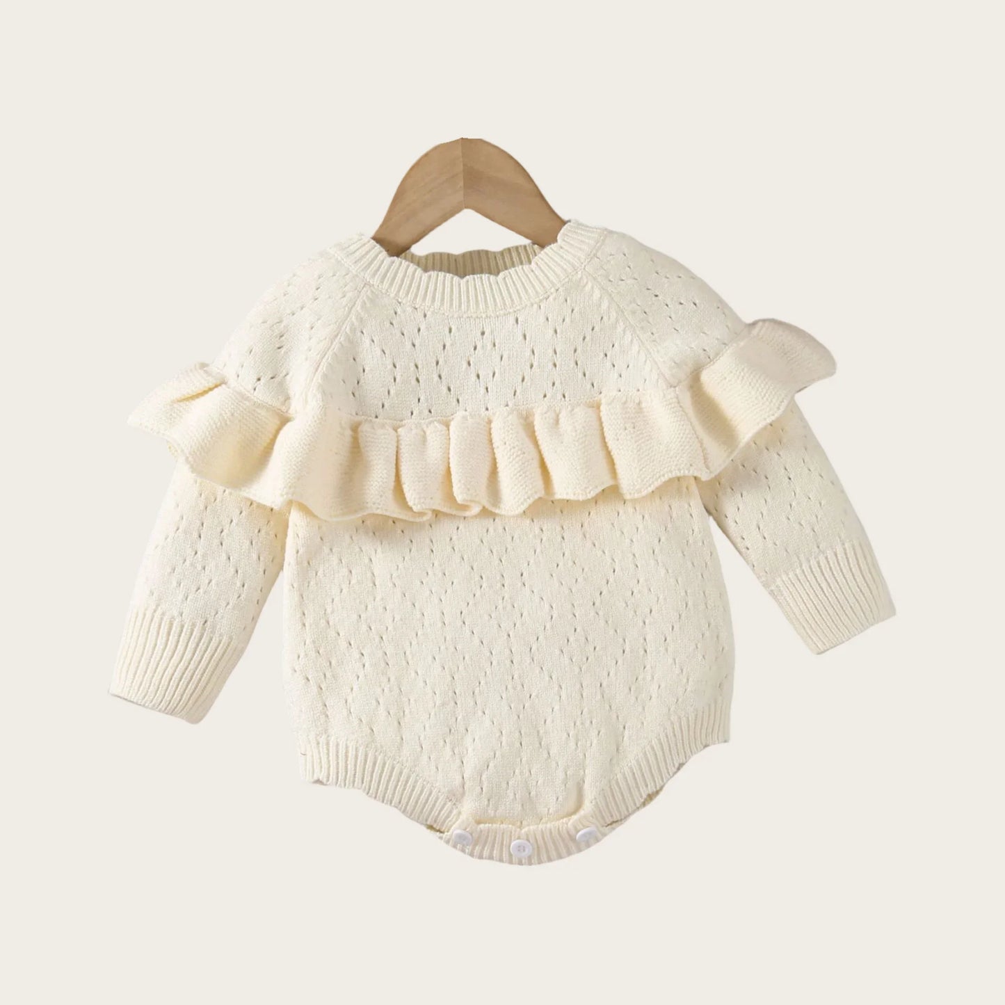 Baby Girl Knit Ruffle Onesie -Sweater