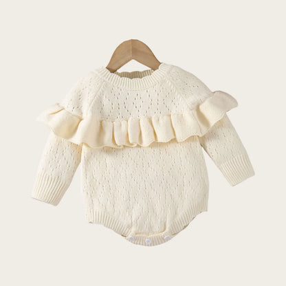 Baby Girl Knit Ruffle Onesie -Sweater