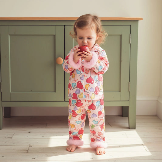 Toddler Girls Heart Print Pajamas Set