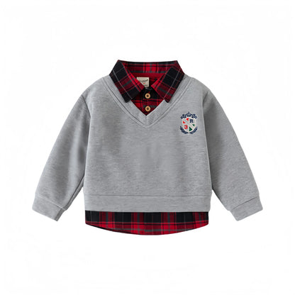 Boys Geometric Patchwork Sweater Shirt