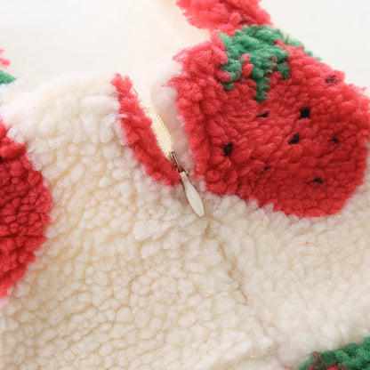 Strawberry & Cherry Lamb Fleece Jumpsuit