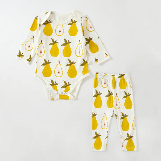 Baby Fruit Cotton Bodysuit and Pants Set - Peachy Bloomers