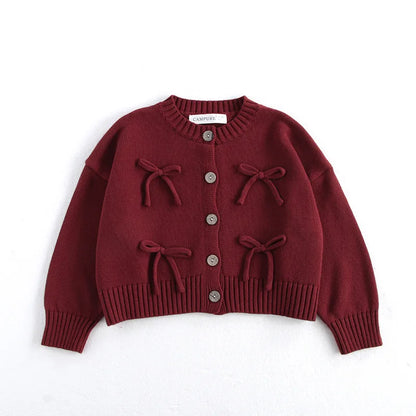 Girls Bow Knit Cardigan