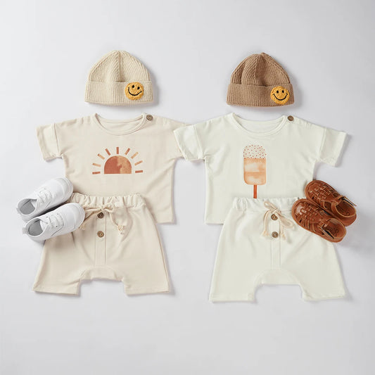 Baby Cotton T-Shirt and Shorts Set - Peachy Bloomers