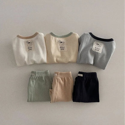 Bunny Ribbed Casual T-shirt and Shorts Set - Peachy Bloomers