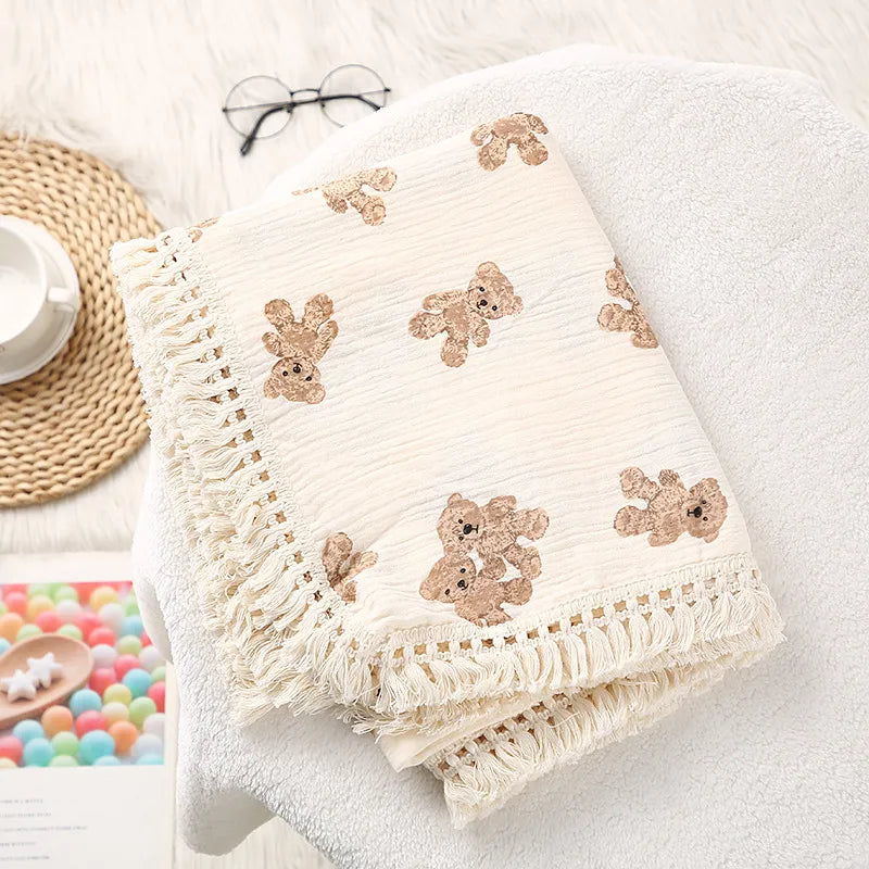 Bear Muslin Cotton Baby Blanket - Peachy Bloomers