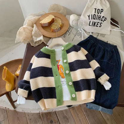 Stripe Warm Knit Cardigan