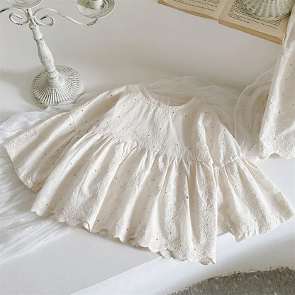 Girl Cotton Eyelet Lace Set - Top & Pants