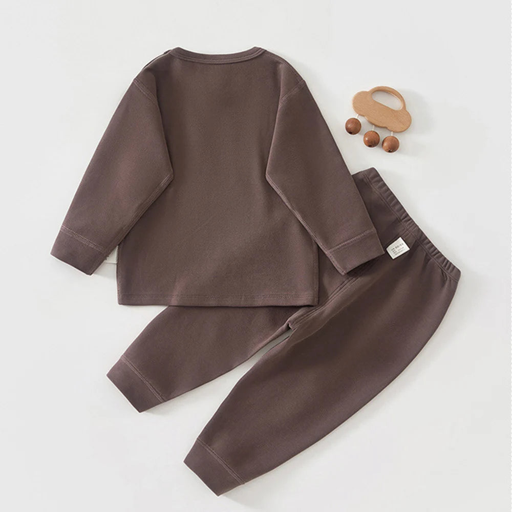 Moon Print Baby Outfit Set – 100% Cotton 2-Piece Long Sleeve Top and Pants