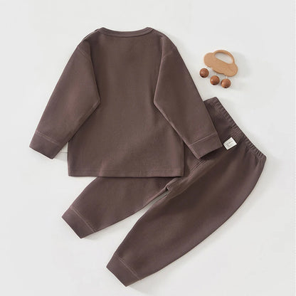 Moon Print Baby Outfit Set – 100% Cotton 2-Piece Long Sleeve Top and Pants