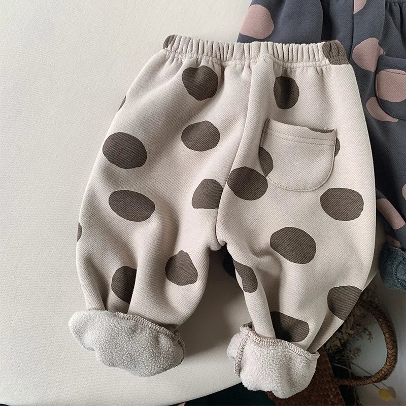 Polka Dot Girls Cotton Fleece Pants
