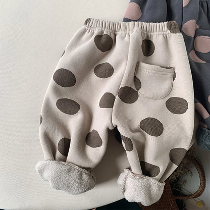 Polka Dot Girls Cotton Fleece Pants