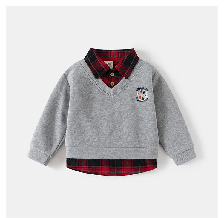 Boys Geometric Patchwork Sweater Shirt