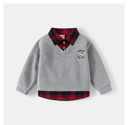 Boys Geometric Patchwork Sweater Shirt